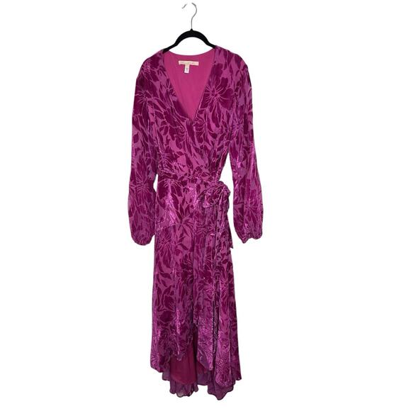 Hutch Womens Daniella Velvet Wrap Maxi Dress XL Romantic Boho Floral Fuchsia - Picture 2 of 12